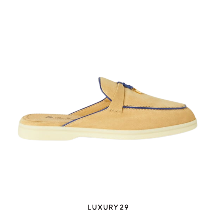 Loro Piana Charms Walk Babouche Loafers Suede Goatskin Hinoki Wood LORO PIANA