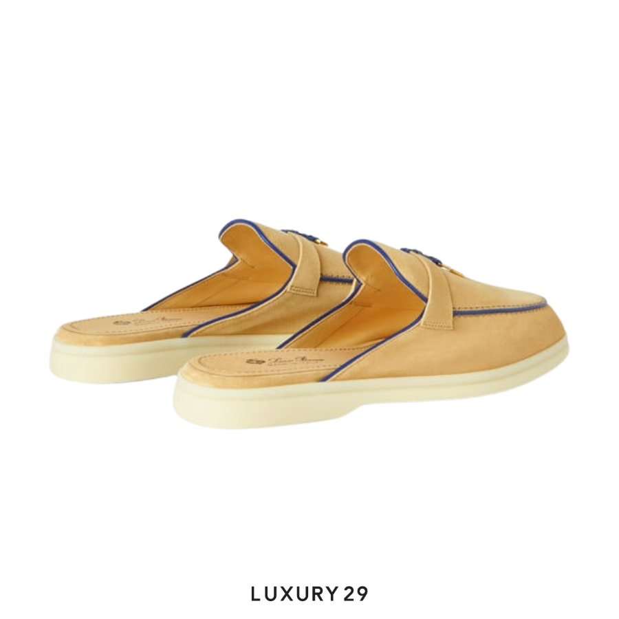 Loro Piana Charms Walk Babouche Loafers Suede Goatskin Hinoki Wood LORO PIANA