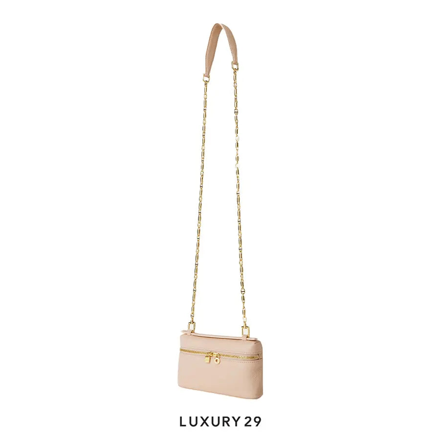 Loro Piana Extra Pocket Mini Pouch Grained Calfskin Creamed Honey/sun Gold LORO PIANA