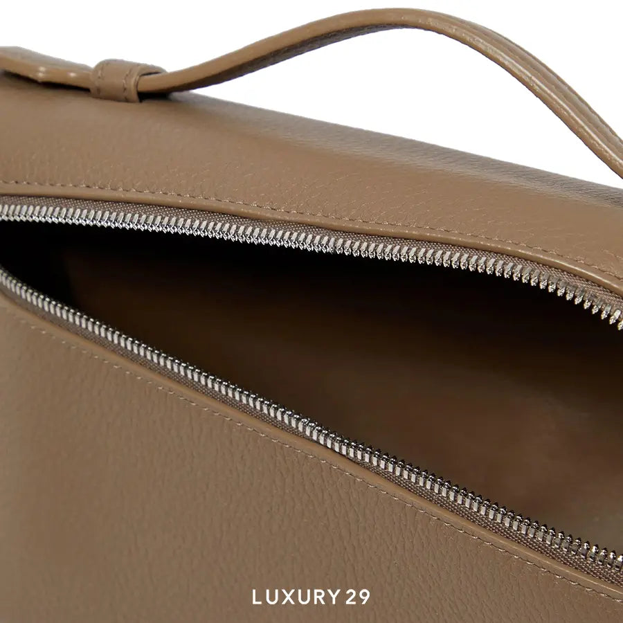 Loro Piana Extra Pocket Pouch L19 Grained Calfskin Warm Mastic LORO PIANA