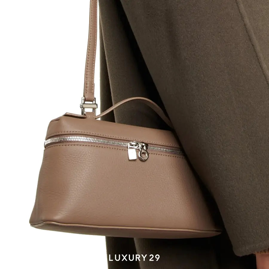 Loro Piana Extra Pocket Pouch L19 Grained Calfskin Warm Mastic LORO PIANA