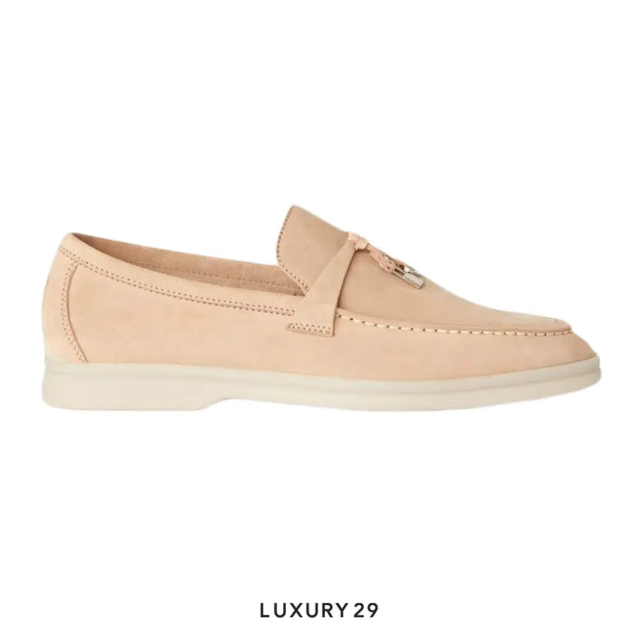 Loro Piana Summer Charms Walk Loafer Suede Calfskin Pink Sand