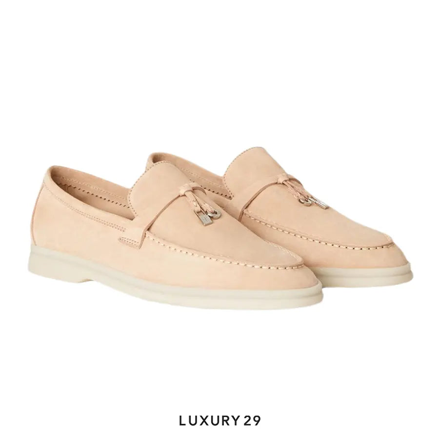 Loro Piana Summer Charms Walk Loafer Suede Calfskin Pink Sand LORO PIANA