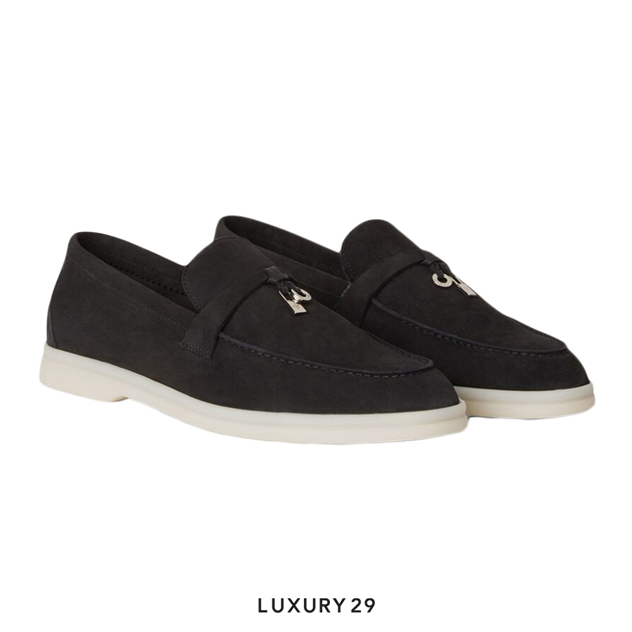 Loro Piana Summer Charms Walk Loafer Suede Goatskin Caviar LORO PIANA