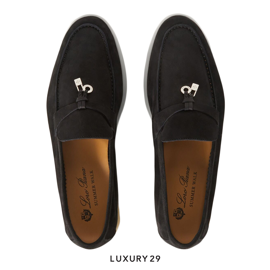 Loro Piana Summer Charms Walk Loafer Suede Goatskin Caviar LORO PIANA