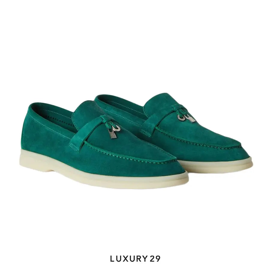 Loro Piana Summer Charms Walk Loafer Suede Goatskin Forest Leaves