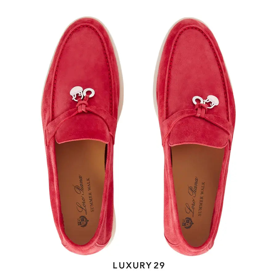 Loro Piana Summer Charms Walk Loafer Suede Tango Red LORO PIANA