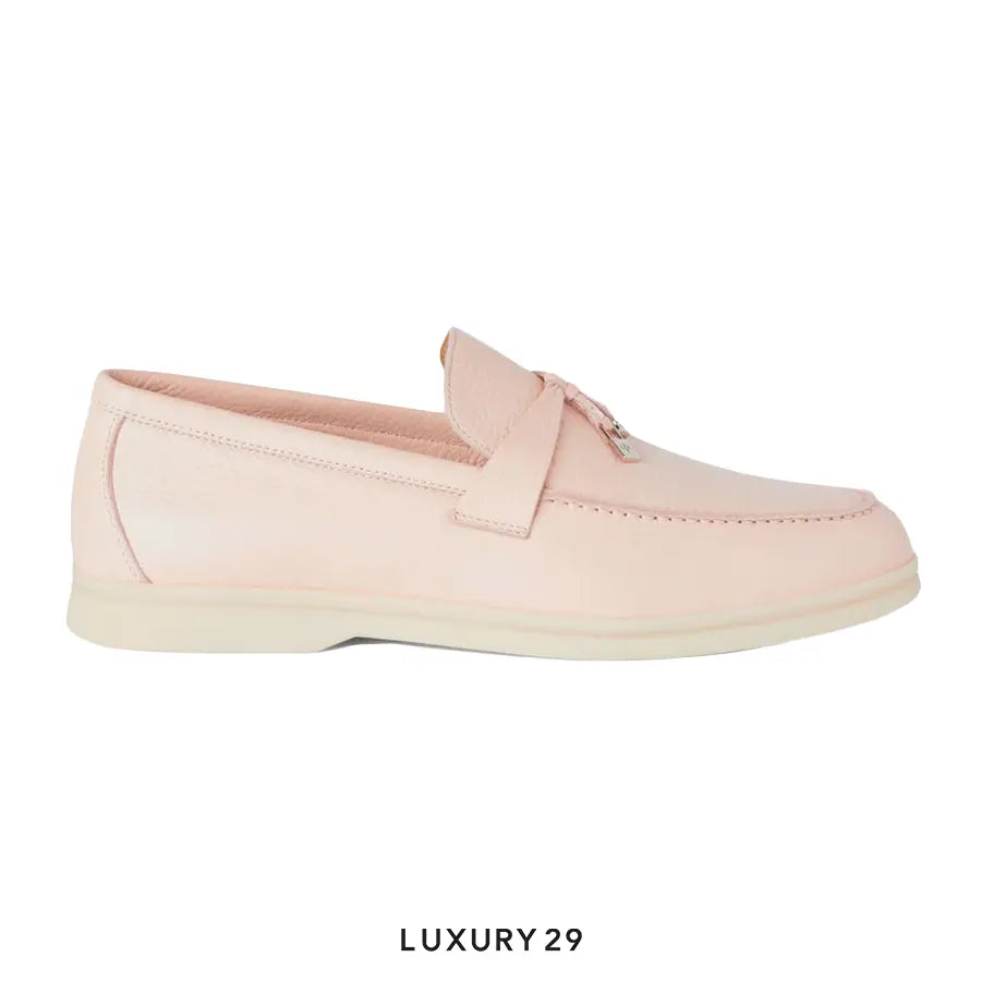 Loro Piana Summer Charms Walk Loafers Deerskin Plum Flower