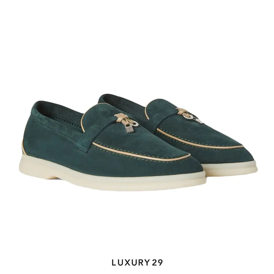 Loro Piana Summer Charms Walk Loafer Suede Goatskin Emerald Noire LORO PIANA