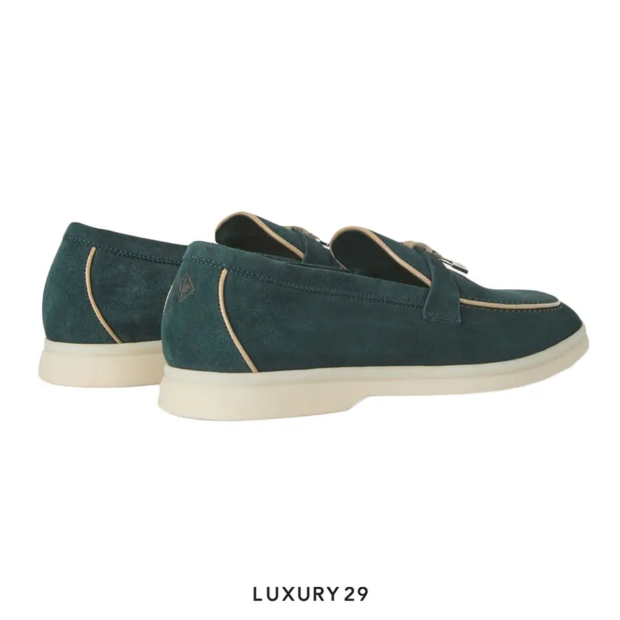 Loro Piana Summer Charms Walk Loafer Suede Goatskin Emerald Noire LORO PIANA