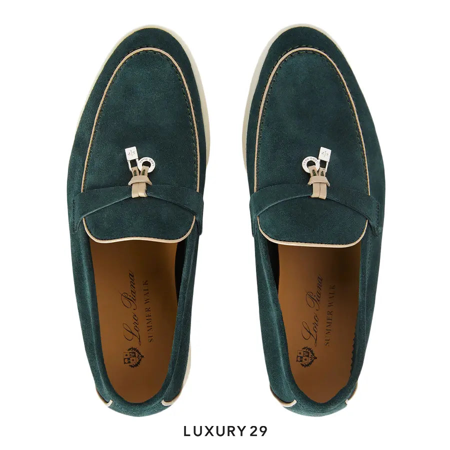 Loro Piana Summer Charms Walk Loafer Suede Goatskin Emerald Noire LORO PIANA