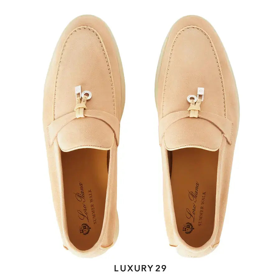 Loro Piana Summer Charms Walk Loafers Suede Goatskin Pink Reef LORO PIANA