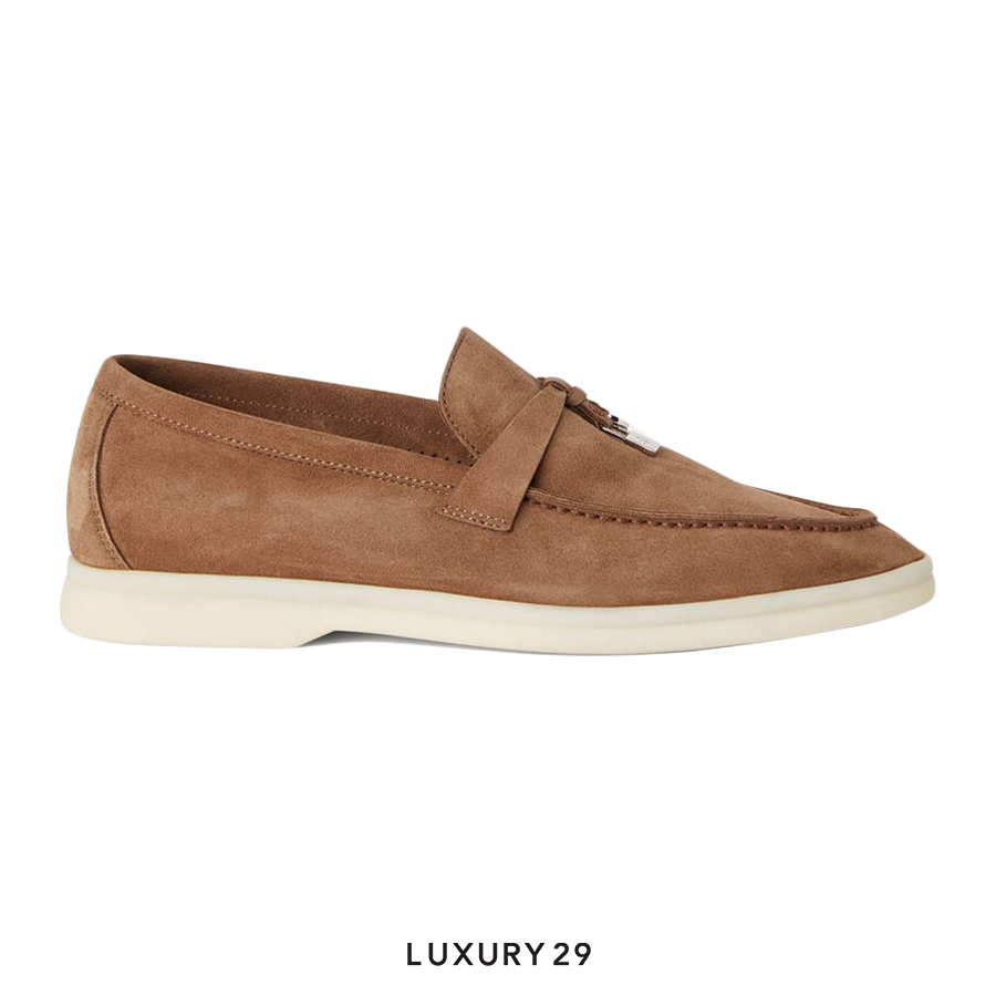 Loro Piana Summer Charms Walk Loafers Suede Goatskin Tundra LORO PIANA