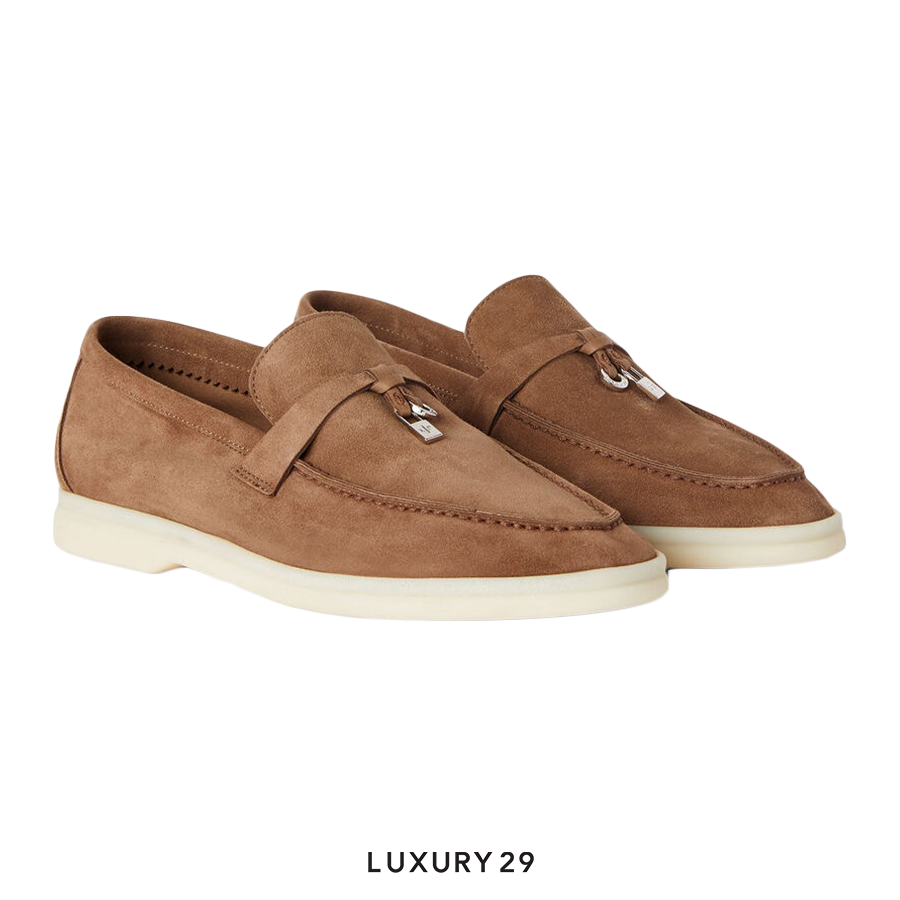 Loro Piana Summer Charms Walk Loafers Suede Goatskin Tundra LORO PIANA