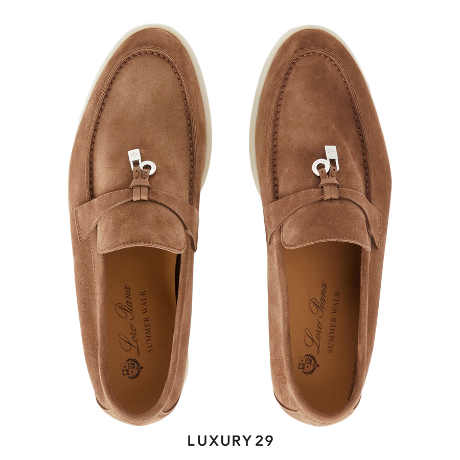 Loro Piana Summer Charms Walk Loafers Suede Goatskin Tundra LORO PIANA
