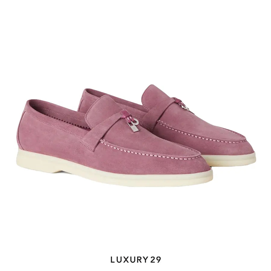 Loro Piana Summer Charms Walk Loafers Suede Goatskin Wild Mauve LORO PIANA