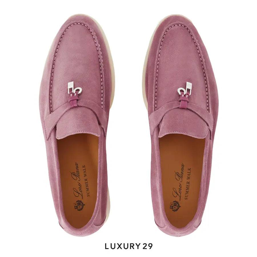 Loro Piana Summer Charms Walk Loafers Suede Goatskin Wild Mauve LORO PIANA