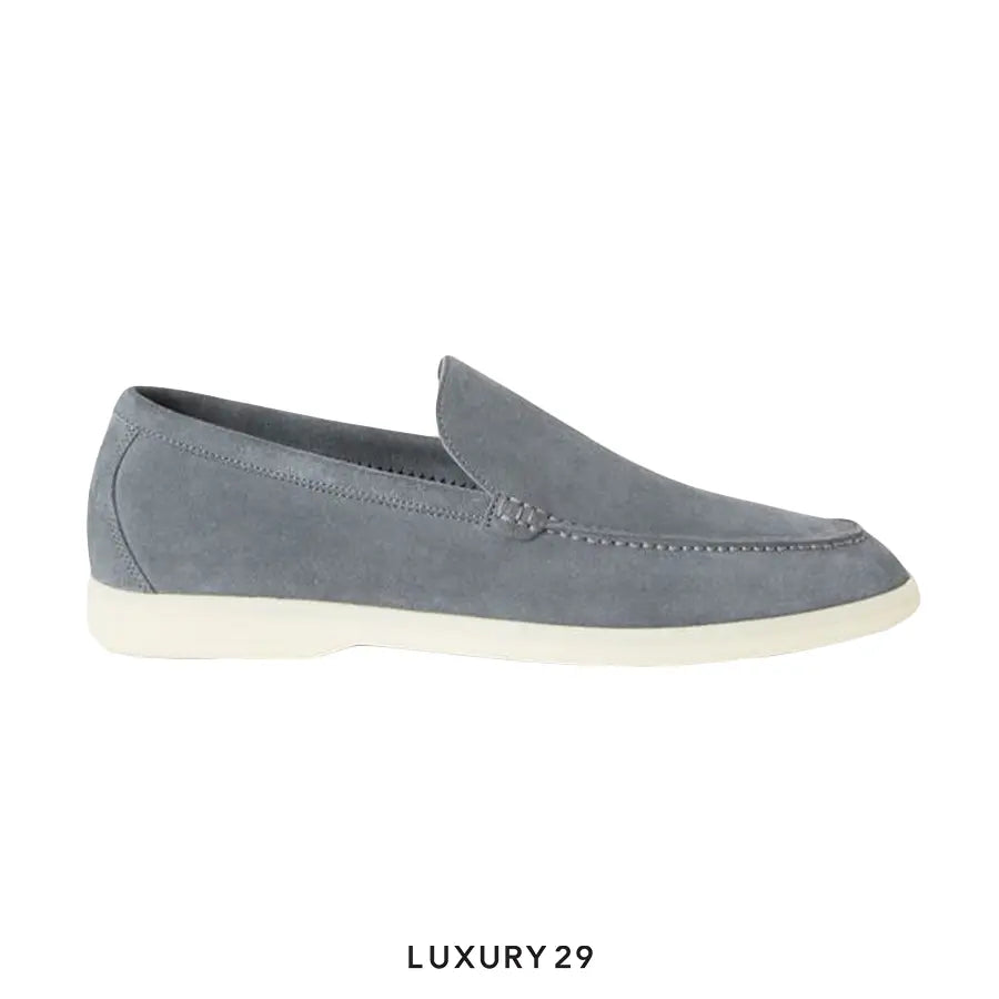 Loro Piana Summer Walk Loafers Suede Frozen Blue