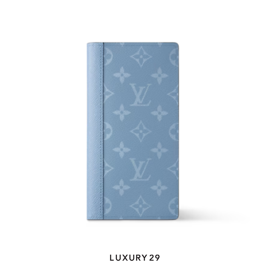 Louis Vuitton LV Brazza Wallet Monogram coated canvas and Taiga cowhide leather Sky Blue LOUIS VUITTON