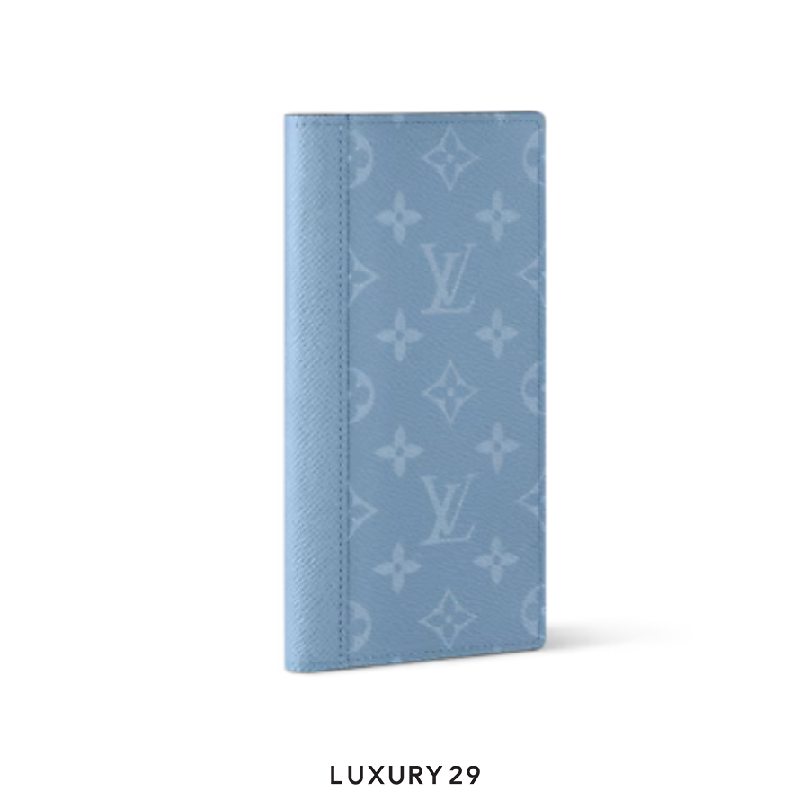 Louis Vuitton LV Brazza Wallet Monogram coated canvas and Taiga cowhide leather Sky Blue LOUIS VUITTON