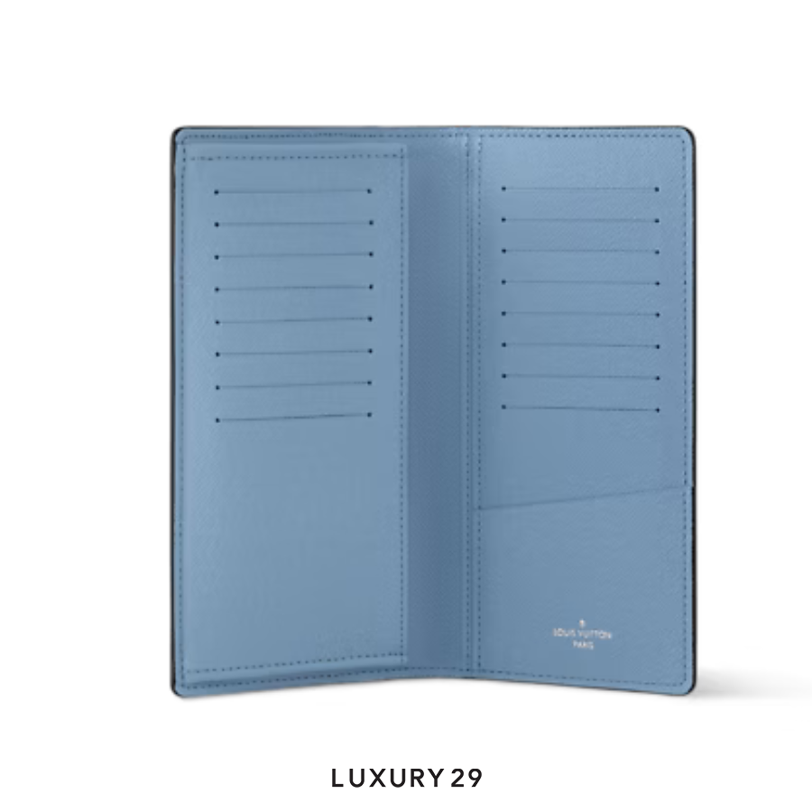 Louis Vuitton LV Brazza Wallet Monogram coated canvas and Taiga cowhide leather Sky Blue LOUIS VUITTON