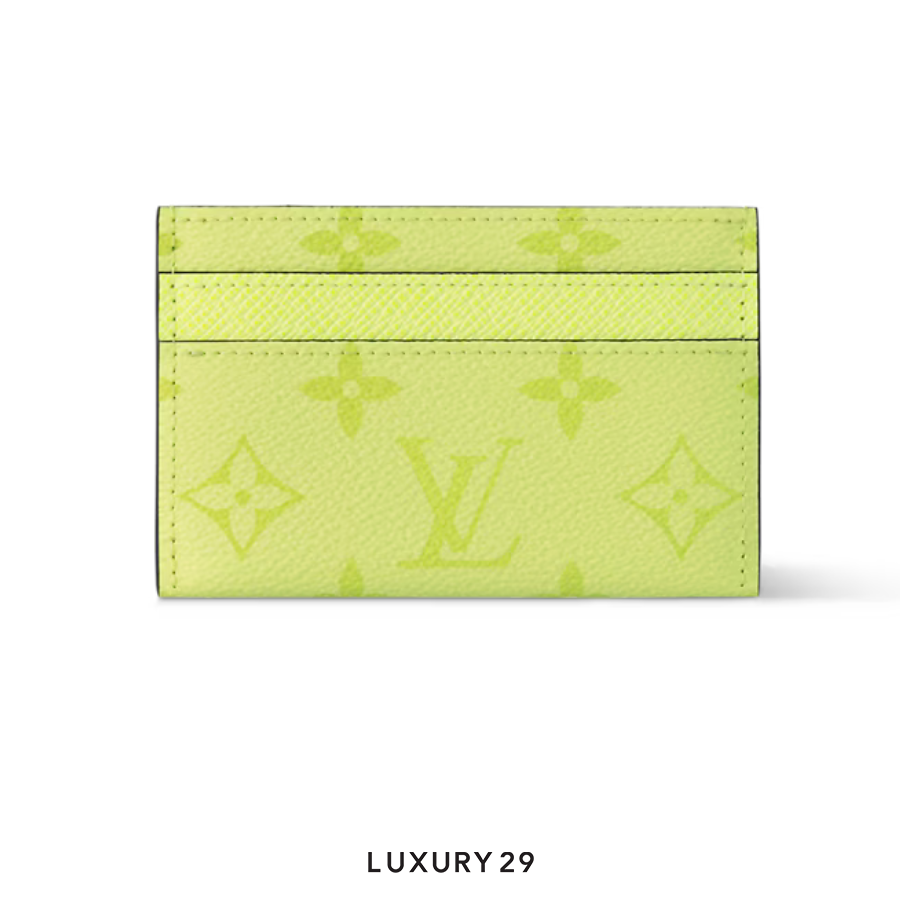 Louis Vuitton LV Double Card Holder Monogram coated canvas and Taiga cowhide leather Lemon Yellow LOUIS VUITTON