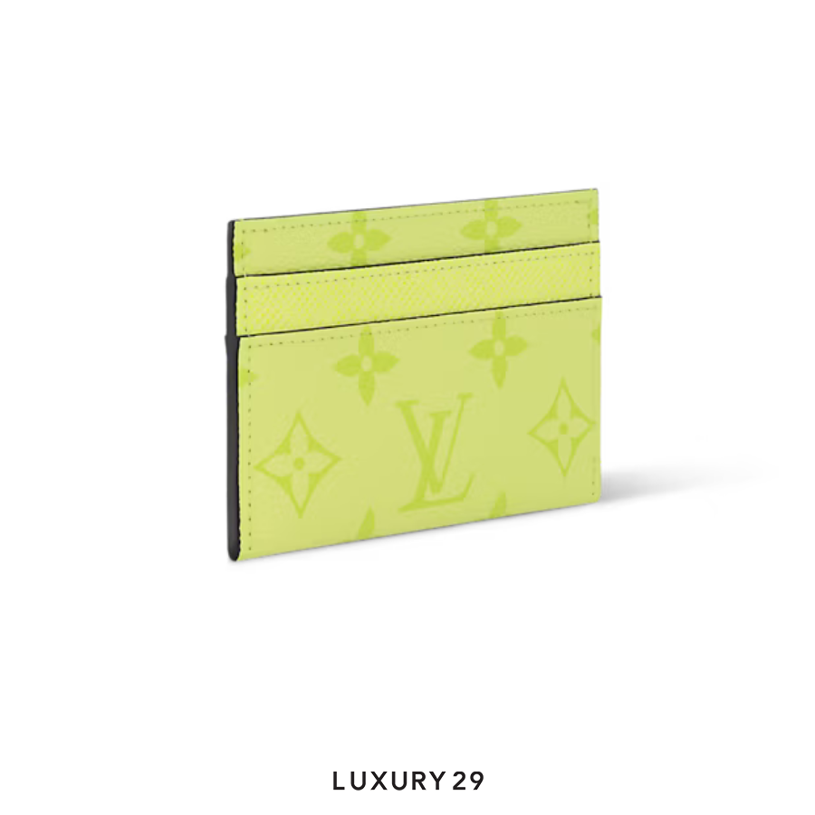 Louis Vuitton LV Double Card Holder Monogram coated canvas and Taiga cowhide leather Lemon Yellow LOUIS VUITTON
