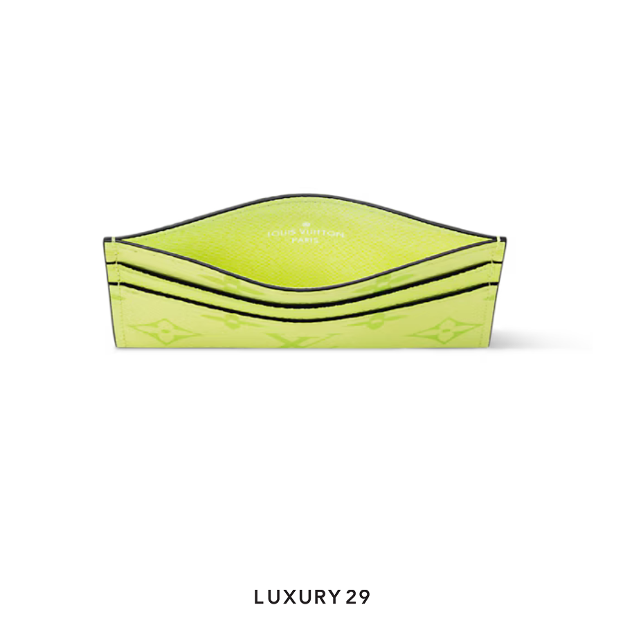 Louis Vuitton LV Double Card Holder Monogram coated canvas and Taiga cowhide leather Lemon Yellow LOUIS VUITTON