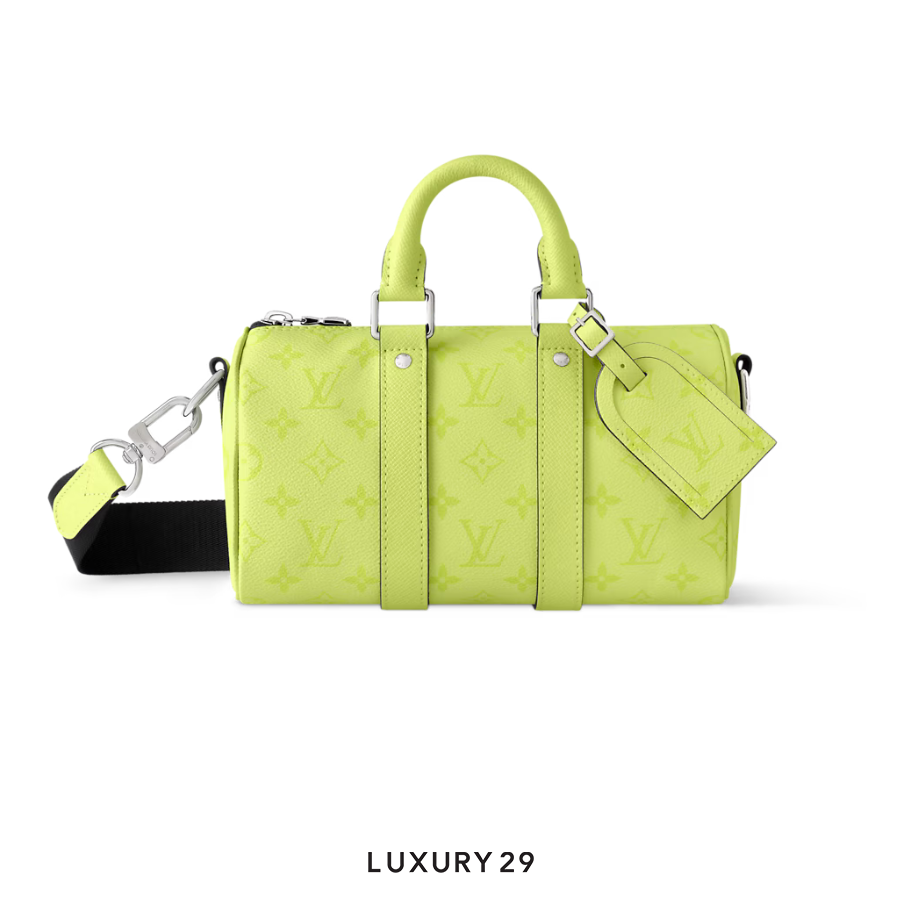 Louis Vuitton LV Keepall Bandouliere 25 Monogram coated canvas and Taiga cowhide leather Lemon Yellow LOUIS VUITTON