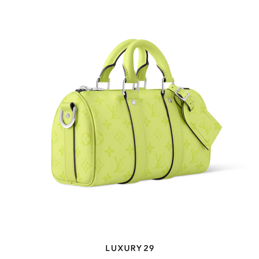 Louis Vuitton LV Keepall Bandouliere 25 Monogram coated canvas and Taiga cowhide leather Lemon Yellow LOUIS VUITTON