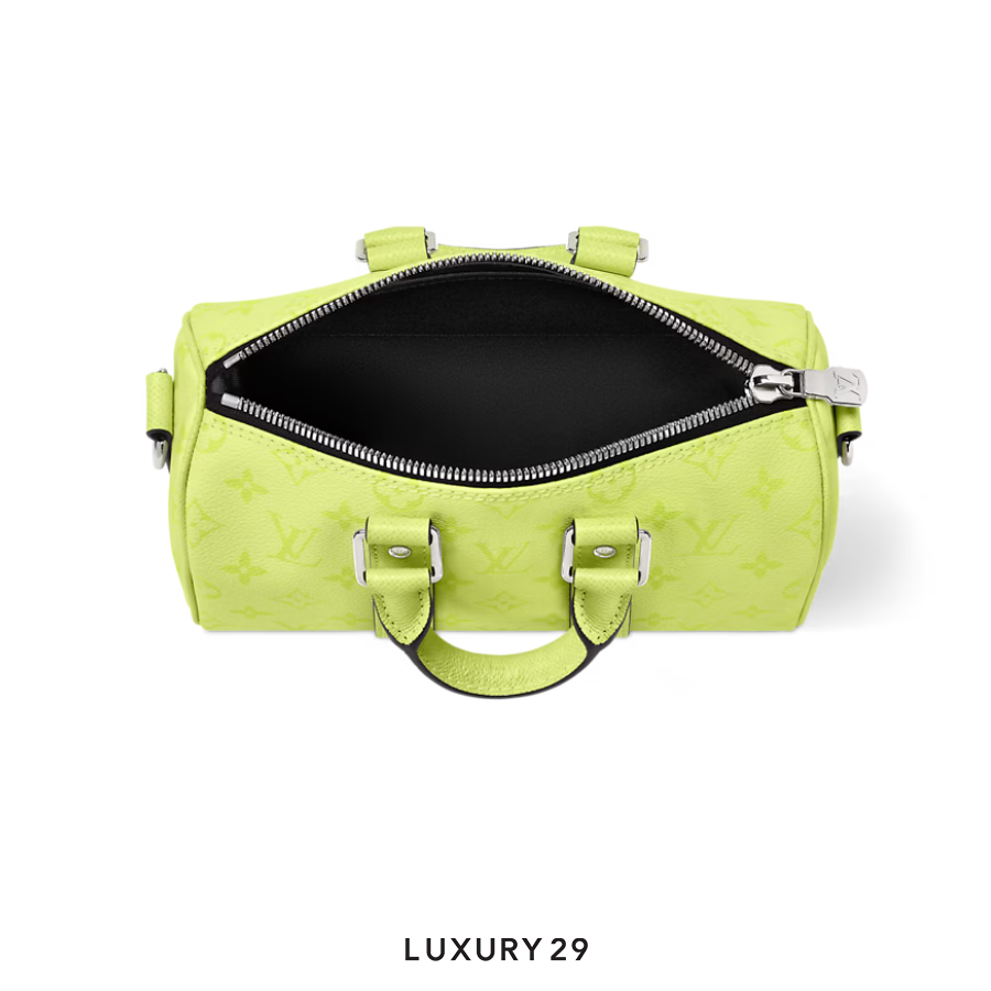 Louis Vuitton LV Keepall Bandouliere 25 Monogram coated canvas and Taiga cowhide leather Lemon Yellow LOUIS VUITTON