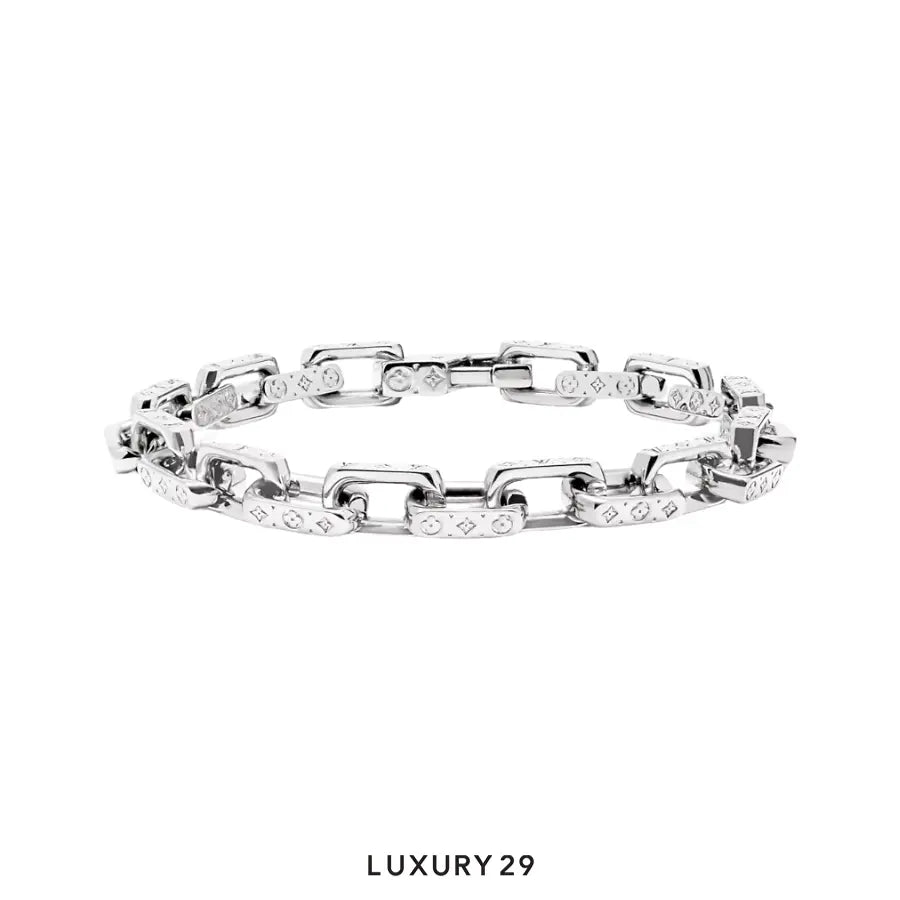 Louis Vuitton LV Mini Monogram Chain Bracelet Silver LOUIS VUITTON Luxury29