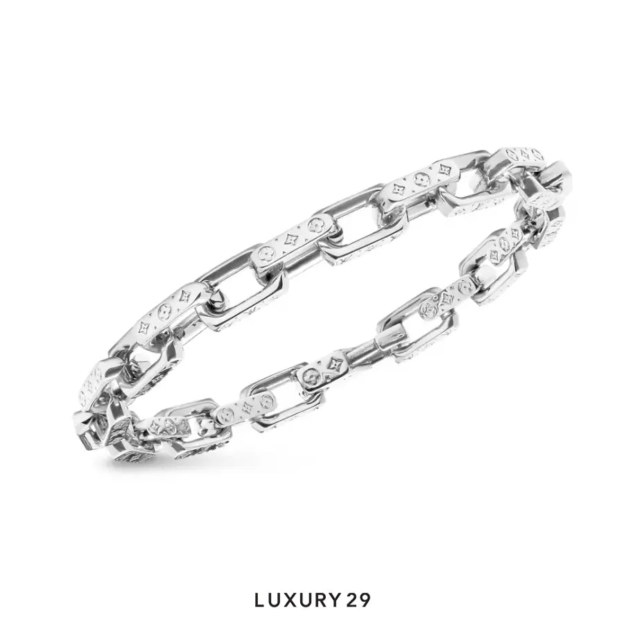 Louis Vuitton LV Mini Monogram Chain Bracelet Silver LOUIS VUITTON Luxury29