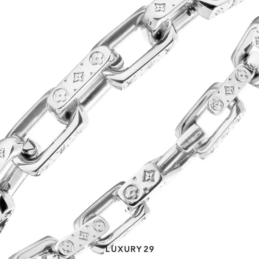 Louis Vuitton LV Mini Monogram Chain Bracelet Silver LOUIS VUITTON Luxury29