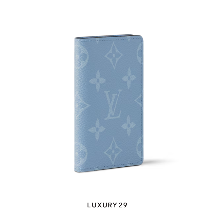 Louis Vuitton LV Pocket Organizer Monogram coated canvas and Taiga cowhide leather Sky Blue LOUIS VUITTON