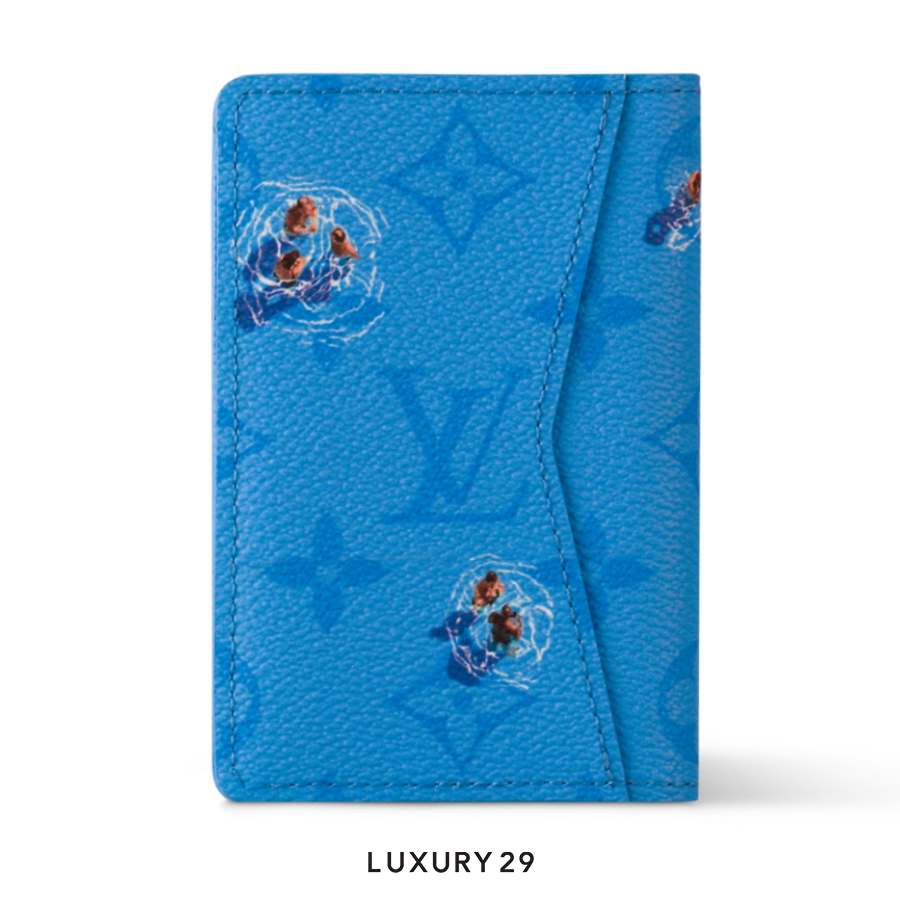 Louis Vuitton LV Pocket Organizer Wallet Pool Blue Colored Monogram Canvas LOUIS VUITTON Luxury29