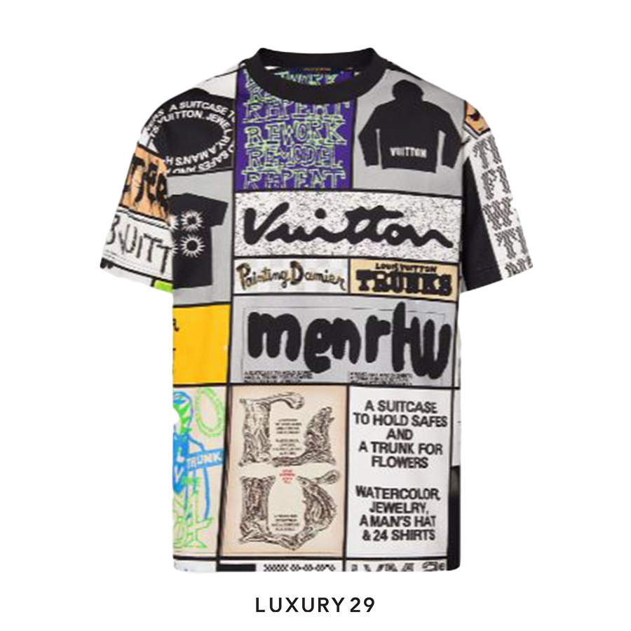Louis Vuitton LV Printed Cotton T-Shirt0311003500-1AFB84-01-0033Apparel & Accessories > Clothing > Clothing Tops > T-Shirts