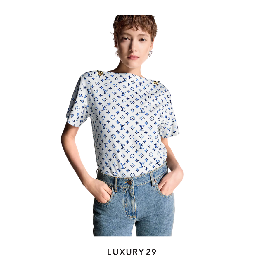 Louis Vuitton LV Aquarelle Monogram Eyelet T-Shirt  White LOUIS VUITTON