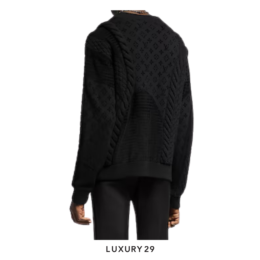 Louis Vuitton LV Chunky Wool-Blend Cable Cardigan Black LOUIS VUITTON