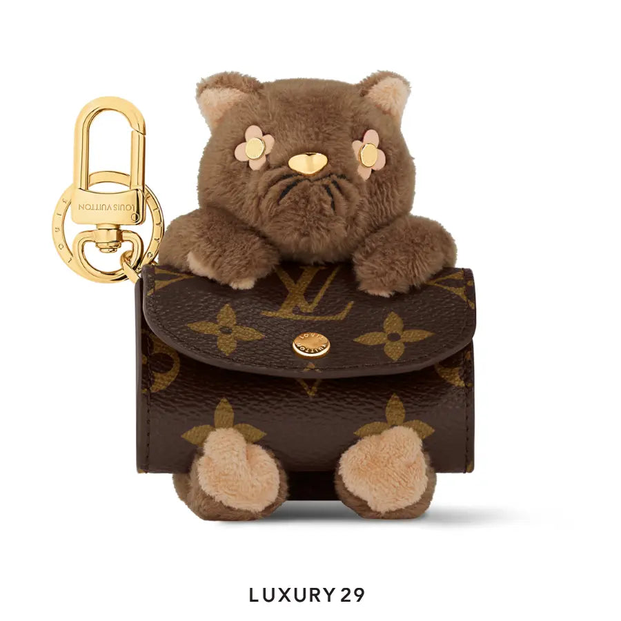 Louis Vuitton LV Cute Cat Pouch Earphone Case Brown