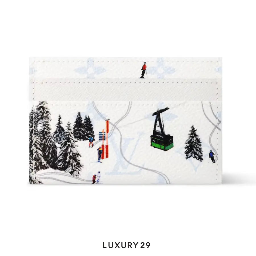 Louis Vuitton LV Double Card Holder Colored Monogram Canvas Ski White