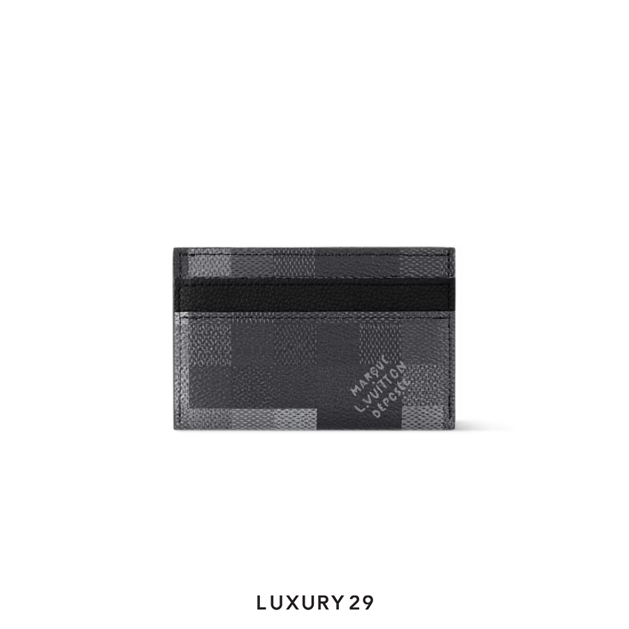 Louis Vuitton LV Double Card Holder Damoflage Black coated canvas