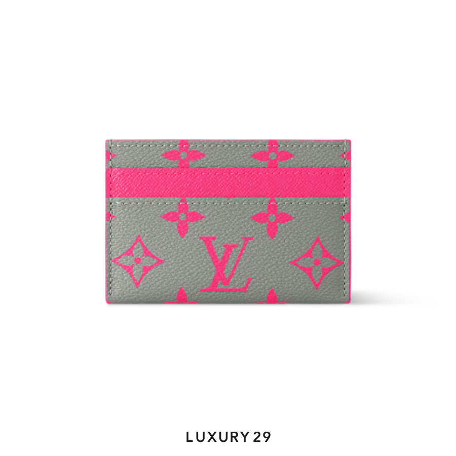 Louis Vuitton LV Double Card Holder Monogram Glow coated canvas Gray/Pink