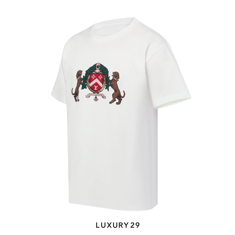 Louis Vuitton LV Embellished Cotton T-Shirt Milk White