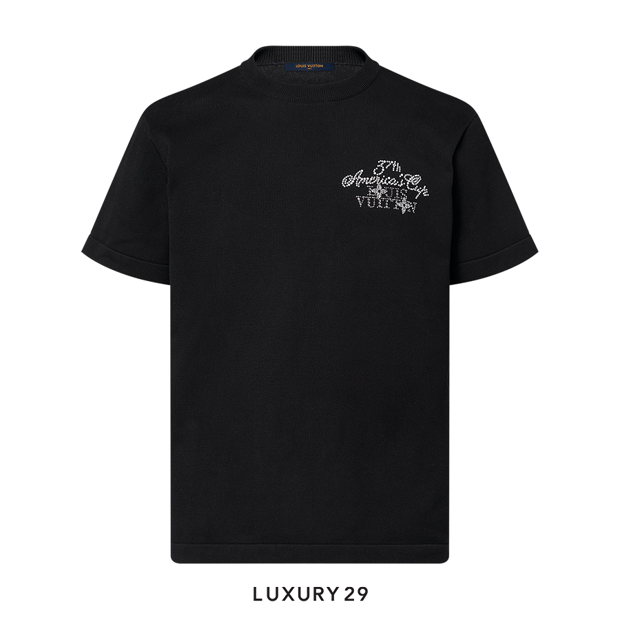 Louis Vuitton LV Embellished Short-Sleeved Cotton Crewneck Black