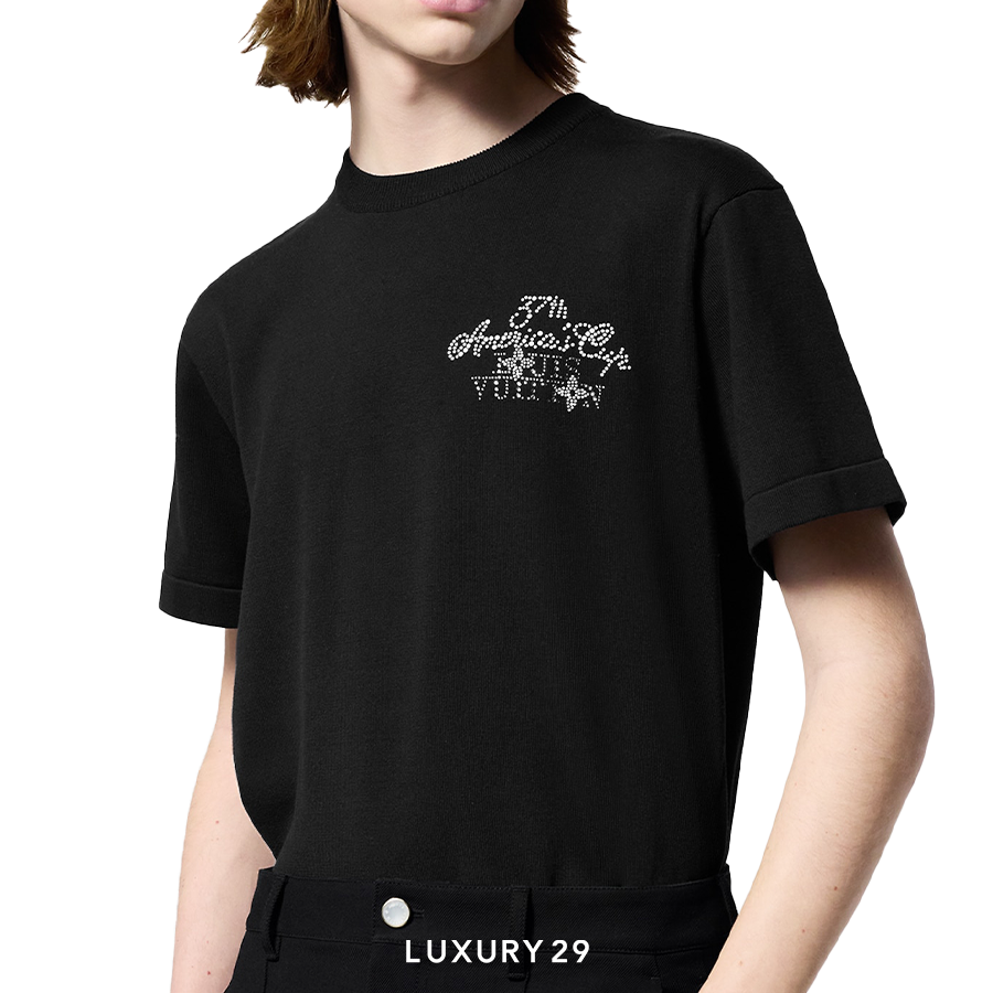 Louis Vuitton LV Embellished Short-Sleeved Cotton Crewneck Black LOUIS VUITTON