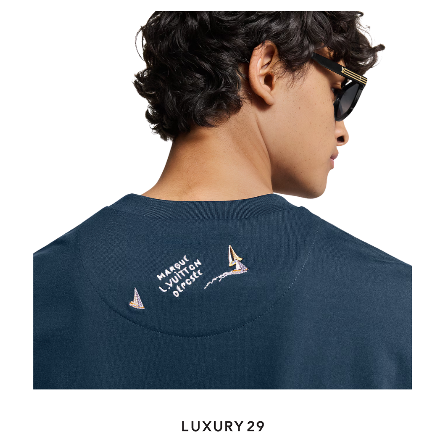 Louis Vuitton LV Embroidered Cotton T-Shirt Navy LOUIS VUITTON