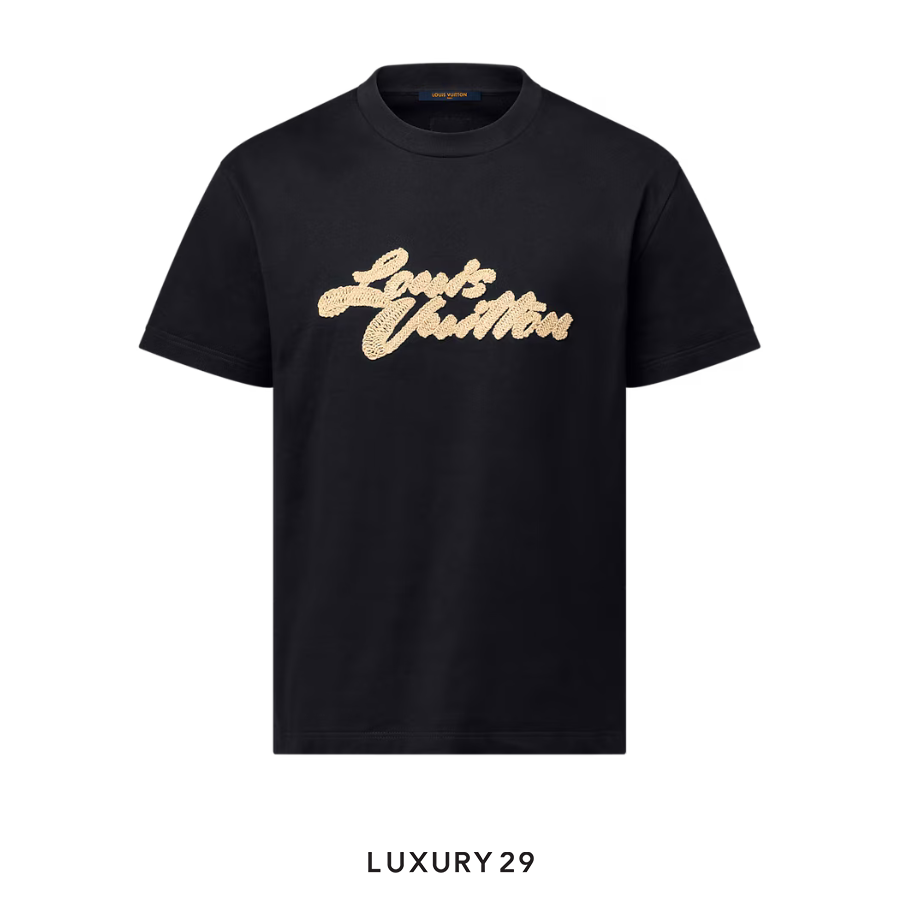 Louis Vuitton LV Embroidered Signature T-Shirt Black