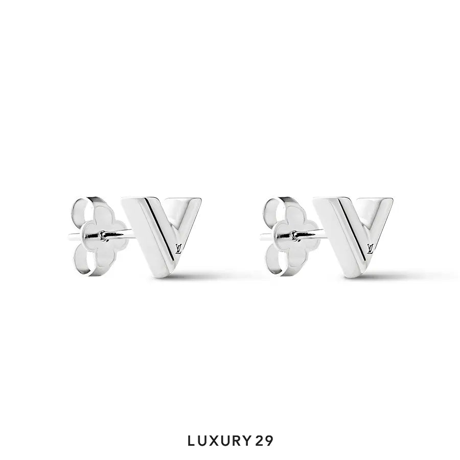 Louis Vuitton LV Essential V Stud Earrings Silver LOUIS VUITTON