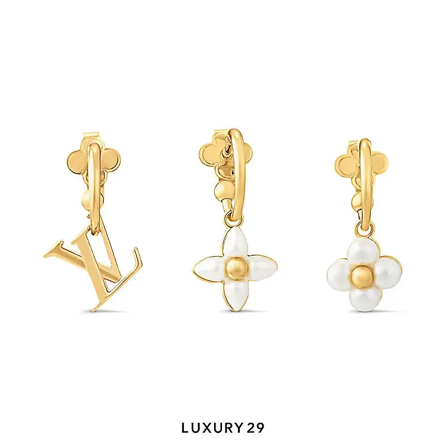 Louis Vuitton LV Floragram Earrings Monogram Flower Gold